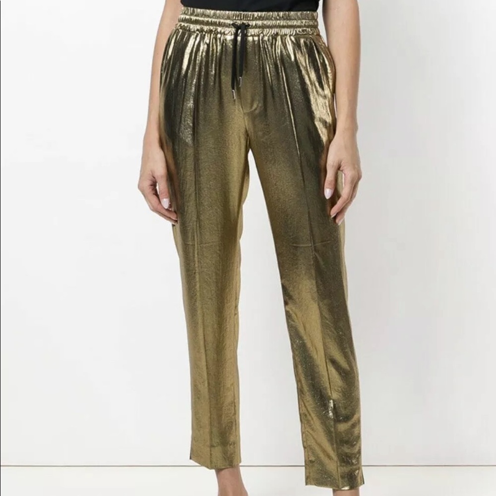 Barbara Bui Gold Lame Track Pants